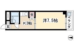 ハイツ浅井 4階1Kの間取り