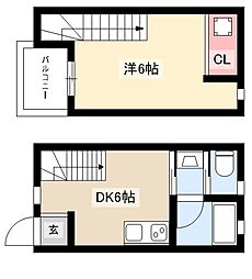 ボンヌール川名 1階1DKの間取り