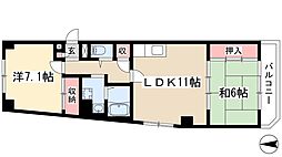 ウィングコート平針 4階2LDKの間取り