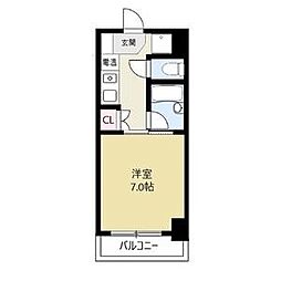 シーズンコート塩釜駅前 5階1Kの間取り