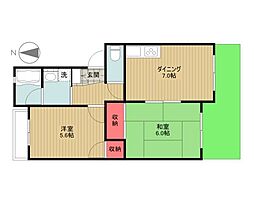 松栄マンション 1階2DKの間取り