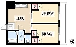 アールグラン天白 3階2DKの間取り