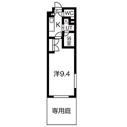 シティライフ本山東 1階1Kの間取り