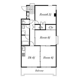 ハイツオーガスタ 3階3DKの間取り