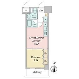 プラウランド堀田 4階1LDKの間取り