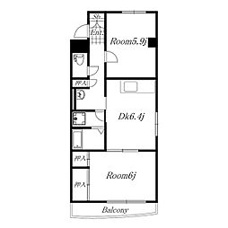 オーガスタ広路本町 4階2DKの間取り