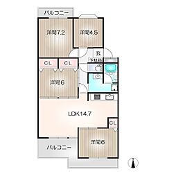 エルグランデ萩山 1階4LDKの間取り