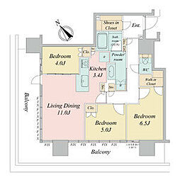 NAGOYA the TOWER 6階3LDKの間取り