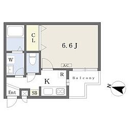 ルシエル吹上 3階1Kの間取り