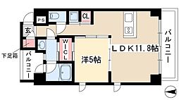 IZ-Residence 10階1LDKの間取り