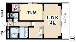 リバーブル檀溪 3階1LDKの間取り