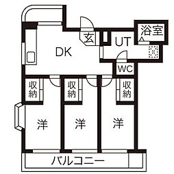 プロクシーフレンズ八事 2階3DKの間取り
