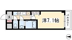 サンハイム南分 1階1Kの間取り