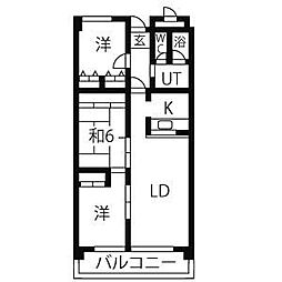 THE COMFORT 5階3LDKの間取り