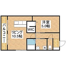 レジデンス川菜 1LDKの間取図画像