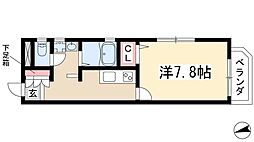 CASA PAZZO 2階1Kの間取り