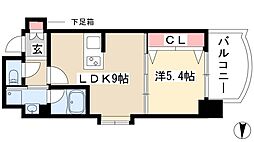 ラッフル千早 3階1LDKの間取り