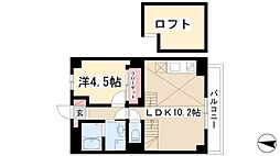 グランフォート新瑞橋 2階1LDKの間取り