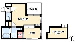 ハーモニーテラス新栄II 1階1DKの間取り
