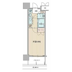 パルティール原駅前 4階1Kの間取り