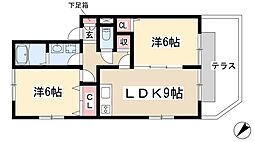 アルモニコ　A棟 1階2LDKの間取り