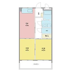 サンメゾン平針 2DKの間取図画像