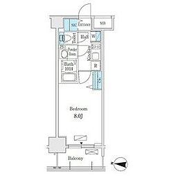 L&Cレジデンス鶴舞公園 8階1Kの間取り