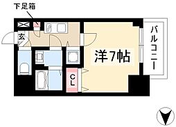 エスプレイス鶴舞ガーデンテラス 9階1Kの間取り