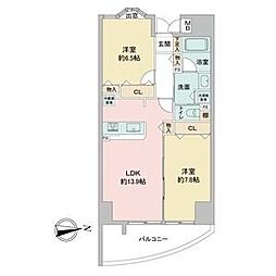 さくらHills富士見 4階2LDKの間取り