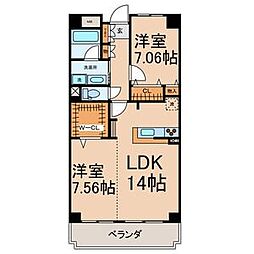 Primavera 10階2LDKの間取り