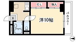 メッセ平針 3階1Kの間取り