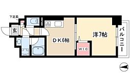 プロセルム上坂 2階1DKの間取り