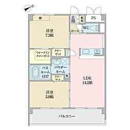 スクエアコート 2階2LDKの間取り