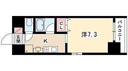 リヴェール白壁 5階1Kの間取り