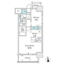 PONANT鶴舞公園 2階1LDKの間取り