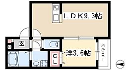 ウォーレン 3階1LDKの間取り