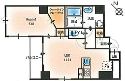 ポルタニグラサウス 9階1LDKの間取り