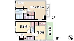 アーバンコート亀城 1階2LDKの間取り