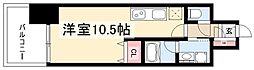 AMBER HOUSE Horita 10階ワンルームの間取り