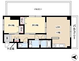 パンジー豆田 3階2LDKの間取り