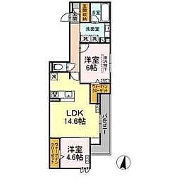 セレスティア苗代 2LDKの間取図画像