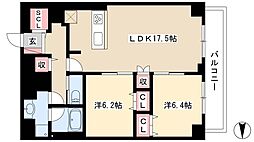 グランルクレ新栄ウエスト 2LDKの間取図画像