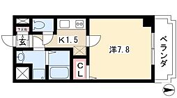 アトネス1604 1Kの間取図画像
