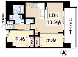 プレサンスロジェ丸の内テラス 2LDKの間取図画像