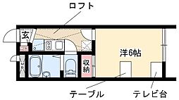 ピオニエ川名 1Kの間取図画像
