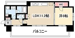 プラウドタワー名古屋伏見 1LDKの間取図画像