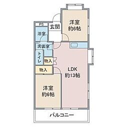 児玉ビルB棟 2LDKの間取図画像