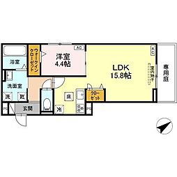ルヴィータ川名 1LDKの間取図画像