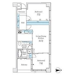 御棚町ヒルズ 2LDKの間取図画像