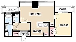 千種タワーヒルズ 1LDKの間取図画像